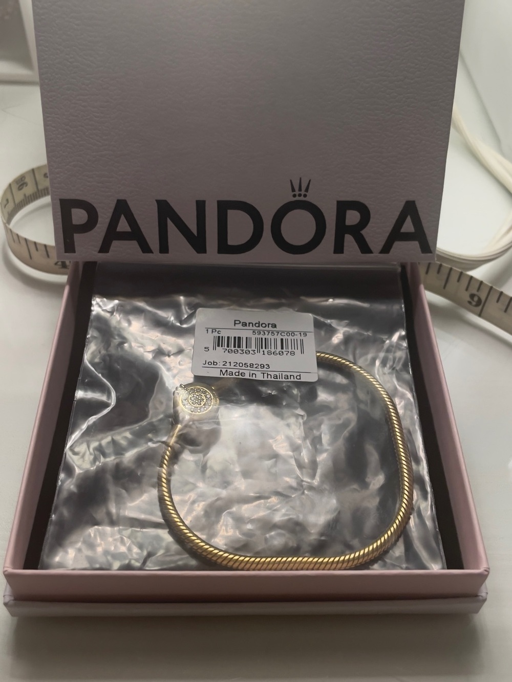 Pandora Gold-Tone Twist Snake Chain Bracelet with Decorative Clasp